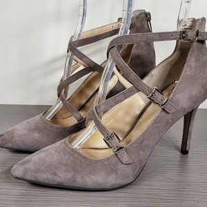 Vince Camuto Neddy Pointy Toe Pump, Brown Suede, Womens Size 7.5 / 37.5